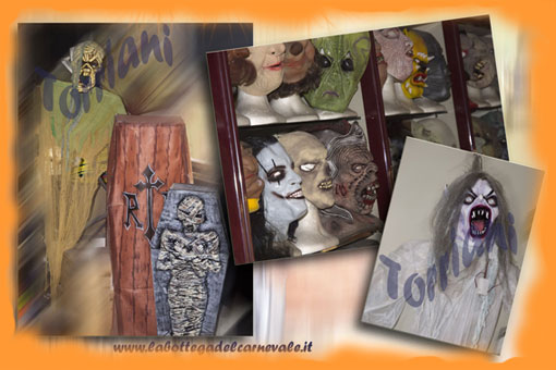 Halloween: tutto per l'Horror, maschere, accessori, lapidi, bare, scheletri, mostri, ceri