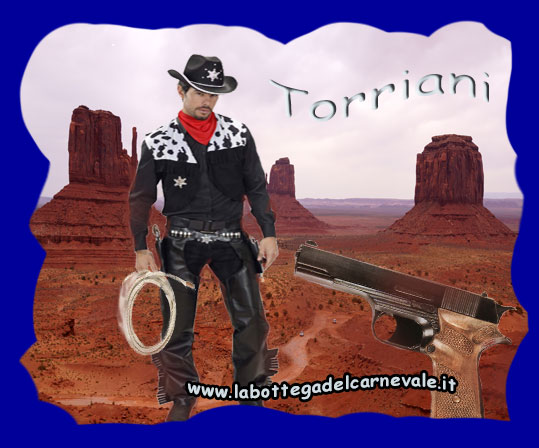 Torriani: accessori cowboy, pistola, lazo, fucile, fazzoletto, stella sceriffo