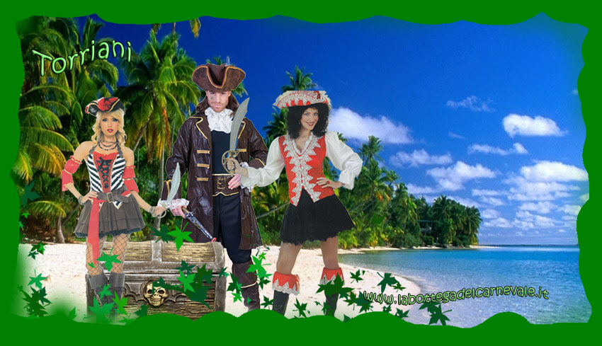 Torriani: vendita costumi piratesse, costume da corsaro dei caraibi, forziere